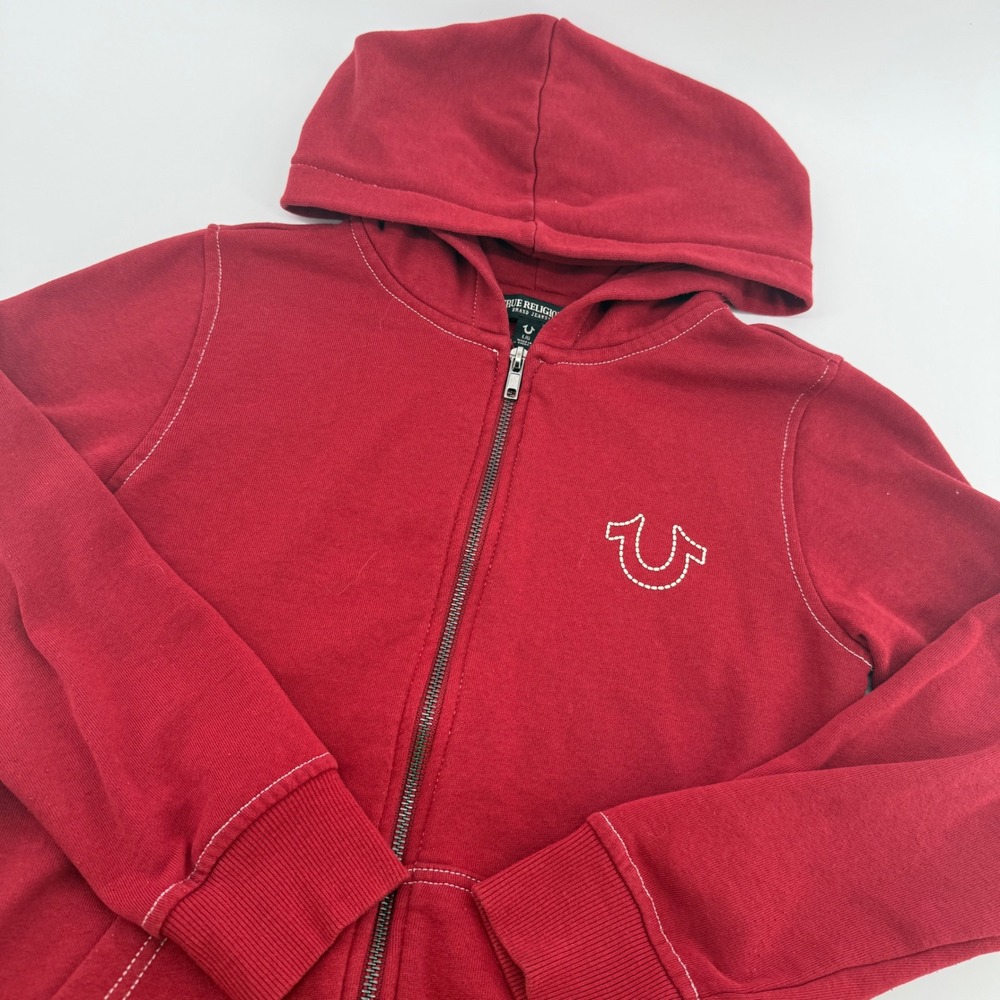 True Religion Kids Red World Tour Buddha Zip Up Hoodie Large L